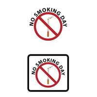 Nee roken dag pictogrammen. tegen sigaretten tekens. stoppen of hou op roken symbolen. vector
