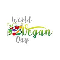 wereld veganistisch dag belettering. vector illustratie Aan wit achtergrond