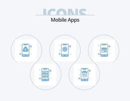 mobiel apps blauw icoon pak 5 icoon ontwerp. agenda. interactie. smartphone. app. app vector