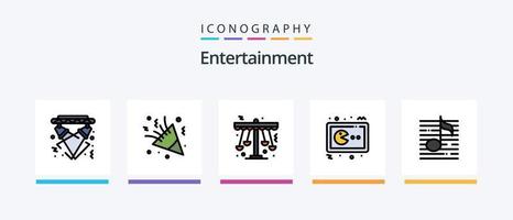 vermaak lijn gevulde 5 icoon pak inclusief carnaval. masker. speler. multimediaal. bioscoop. creatief pictogrammen ontwerp vector