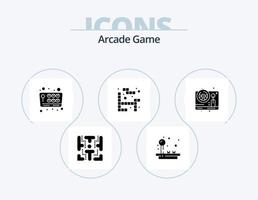 speelhal glyph icoon pak 5 icoon ontwerp. spel. sturen. joystick. Speel. Tetris vector