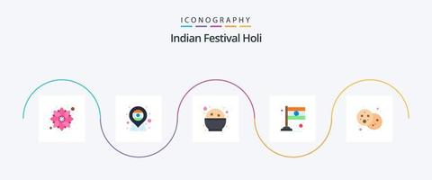 holi vlak 5 icoon pak inclusief holi. brood. voedsel. Indië. land vector