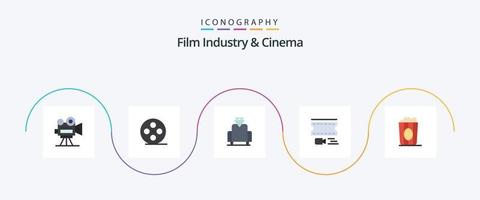 cenima vlak 5 icoon pak inclusief film. bioscoop. bioscoop. filmstrip. film vector