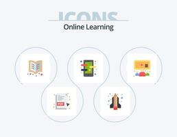 online aan het leren vlak icoon pak 5 icoon ontwerp. team. groep. aan het leren. taal app. Cursus vector