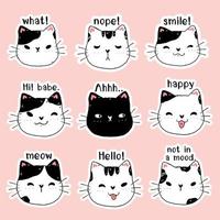 set van schattige kitten gezichten emoji vector