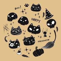 set van leuke grappige halloween katten vector