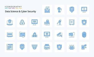 25 gegevens wetenschap en cyber veiligheid blauw icoon pak vector
