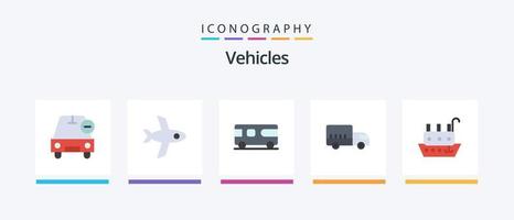 voertuigen vlak 5 icoon pak inclusief schip. visser. combinatie. vrachtwagen. logistiek. creatief pictogrammen ontwerp vector