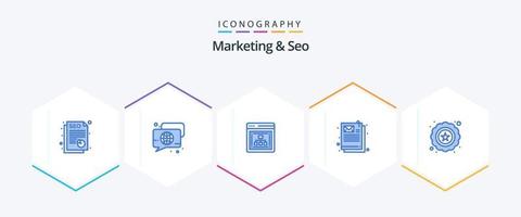 afzet en seo 25 blauw icoon pak inclusief seo. premie. marketing. marketing. document vector