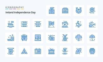25 Ierland onafhankelijkheid dag blauw icoon pak vector