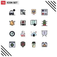 universeel icoon symbolen groep van 16 modern vlak kleur gevulde lijnen van kennisgeving klok bus lijst checkbox bewerkbare creatief vector ontwerp elementen