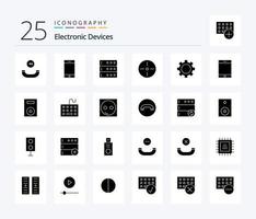 apparaten 25 solide glyph icoon pak inclusief apparaat. set. server. apparaatje. technologie vector