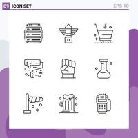 schets pak van 9 universeel symbolen van hand- rol borstel kopen rol verf borstel bewerkbare vector ontwerp elementen