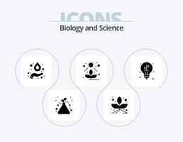 biologie glyph icoon pak 5 icoon ontwerp. fabriek. bladeren. waterstof. lamp. fabriek vector