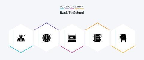 terug naar school- 25 glyph icoon pak inclusief onderwijs. stoel. abc. onderwijs. terug naar school- vector