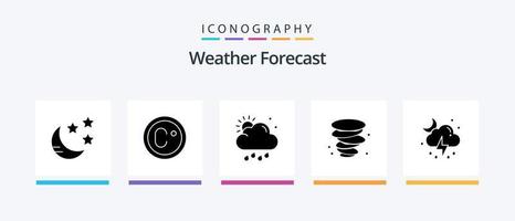 weer glyph 5 icoon pak inclusief . maan. het weer. het weer. wind. creatief pictogrammen ontwerp vector