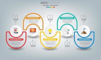 zakelijke infographic elementen met 5 secties of stappen vector