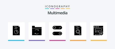 multimedia glyph 5 icoon pak inclusief . schakelaar. website. bladwijzer. creatief pictogrammen ontwerp vector