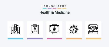 Gezondheid en geneeskunde lijn 5 icoon pak inclusief noodgeval. telefoongesprek. geneesmiddel. Gezondheid. geschiktheid. creatief pictogrammen ontwerp vector