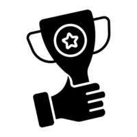 glyph ontwerp icoon van ster trofee kop vector