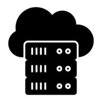 glyph ontwerp icoon van wolk server vector