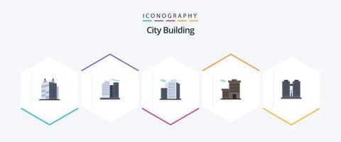 stad gebouw 25 vlak icoon pak inclusief . bedrijf. . plaats vector