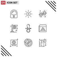 9 gebruiker koppel schets pak van modern tekens en symbolen van baby vlag bij ei vlag bewerkbare vector ontwerp elementen