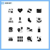 modern reeks van 16 solide glyphs pictogram van kaart land geschenk Australisch herhaling bewerkbare vector ontwerp elementen