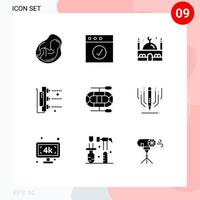 9 creatief pictogrammen modern tekens en symbolen van bijboot scanner Islam machine fabriek bewerkbare vector ontwerp elementen