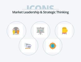 markt leiderschap en strategisch denken vlak icoon pak 5 icoon ontwerp. . grafiek. Mens. project. duplicaat vector