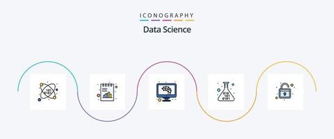 gegevens wetenschap lijn gevulde vlak 5 icoon pak inclusief stroomlijnen. programmeren. ai. code. Onderzoek vector