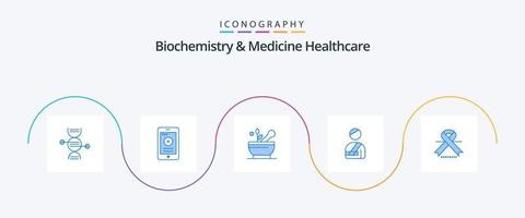 biochemie en geneeskunde gezondheidszorg blauw 5 icoon pak inclusief oncologie. ziekenhuis. medisch. gewond. geduldig vector