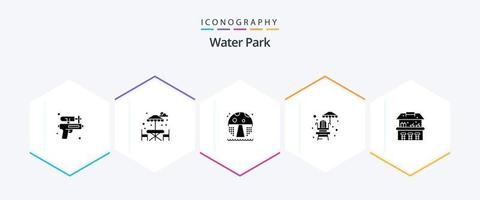 water park 25 glyph icoon pak inclusief . park. park. water. park vector