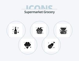 kruidenier glyph icoon pak 5 icoon ontwerp. voedsel. keuken. drank. winkelen. kar vector