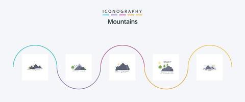 bergen vlak 5 icoon pak inclusief natuur. heuvel. berg. tafereel. landschap vector