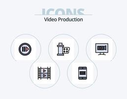 video productie lijn gevulde icoon pak 5 icoon ontwerp. stoel . stem. media . lied . microfoon vector