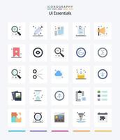 creatief ui essentials 25 vlak icoon pak zo net zo online. bijlage. kiezer. ui. krant- vector