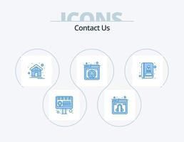 contact ons blauw icoon pak 5 icoon ontwerp. . boek. huis. adres. web vector