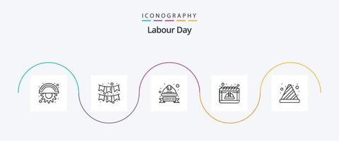 arbeid dag lijn 5 icoon pak inclusief kap. arbeid. kap. dag. arbeid insigne vector