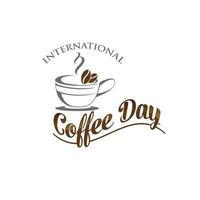 1 oktober Internationale koffie dag logo. wereld koffie dag logo icoon vector illustratie Aan wit achtergrond.wereld kaart in koffie beker.