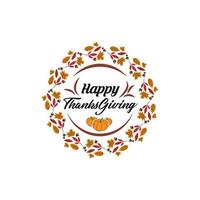 gelukkig dankzegging dag met herfst bladeren. hand- getrokken tekst belettering voor dankzegging dag vector