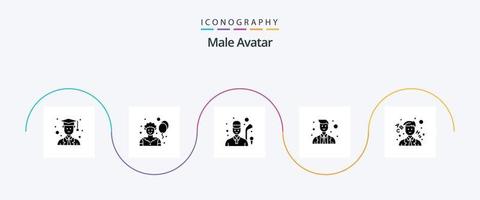 mannetje avatar glyph 5 icoon pak inclusief . school. golfen. leren. officier vector