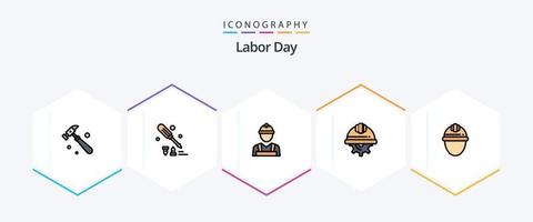 arbeid dag 25 gevulde lijn icoon pak inclusief dag. arbeid. bouwer. arbeid. dag vector