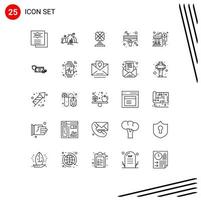 groep van 25 lijnen tekens en symbolen voor romance liefde berg hart huis bewerkbare vector ontwerp elementen