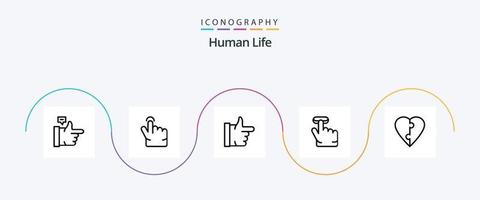 menselijk lijn 5 icoon pak inclusief . duimen omhoog. puzzel. paar vector
