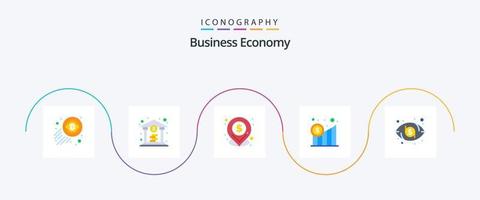 economie vlak 5 icoon pak inclusief . oog. plaats. dollar. diagram vector