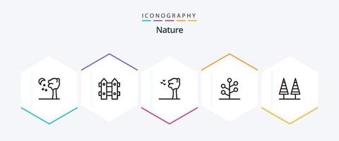 natuur 25 lijn icoon pak inclusief park. Woud. vogels. eco. natuur vector