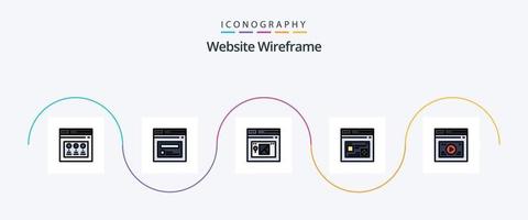 website wireframe lijn gevulde vlak 5 icoon pak inclusief . ontwerp. website vector