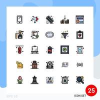 25 gevulde lijn vlak kleur concept voor websites mobiel en apps web lay-out blog lay-out gezondheidszorg geld contant geld bewerkbare vector ontwerp elementen
