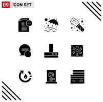 voorraad vector icoon pak van 9 lijn tekens en symbolen voor compter keuken experiment ventilator berichten bewerkbare vector ontwerp elementen